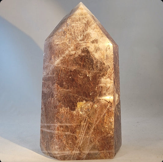 Large Peach Rutilated Quartz Tower