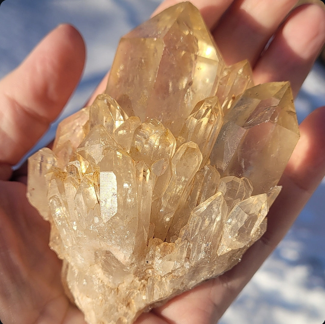 Natural Elestial (Kundalini) Citrine Cluster