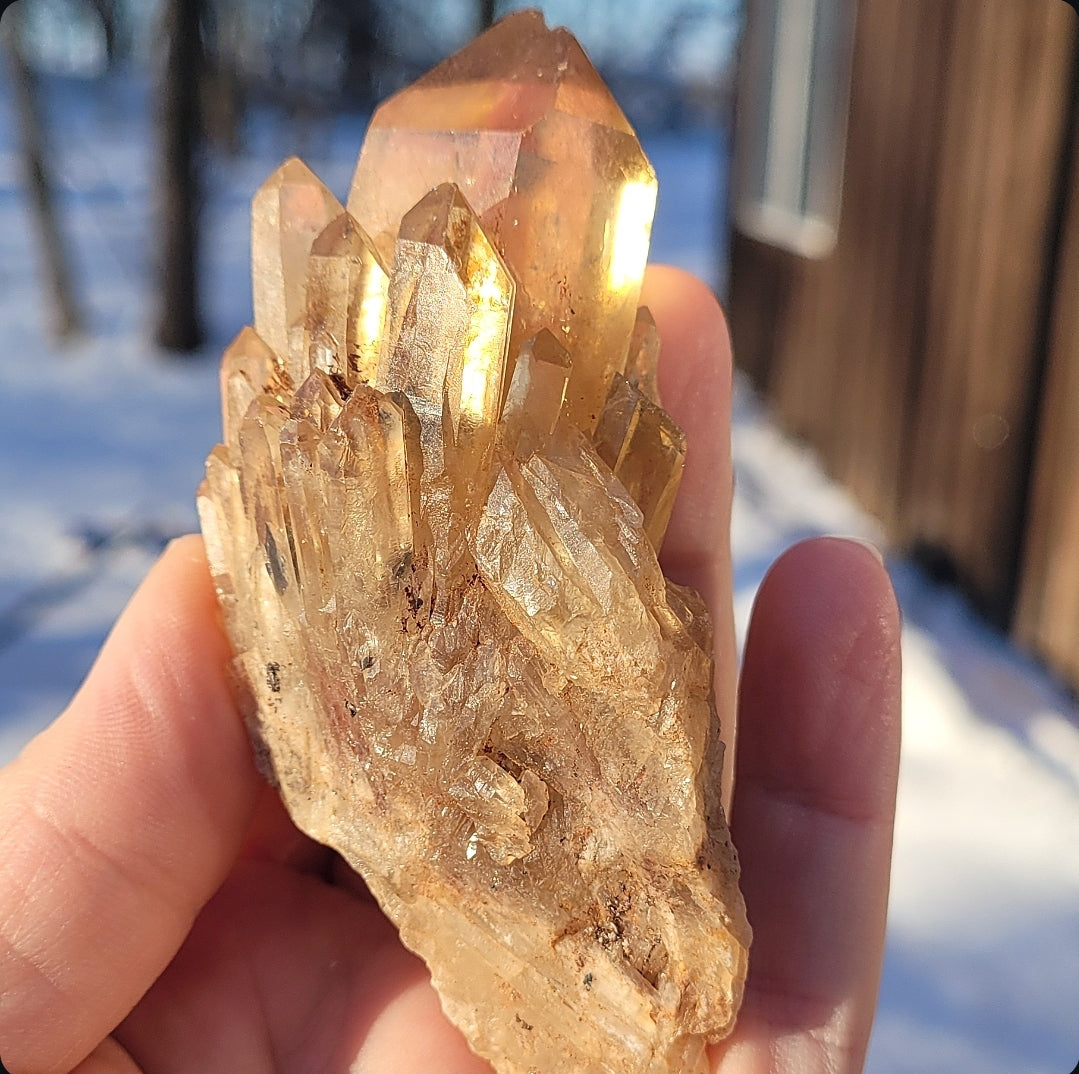 Natural Elestial (Kundalini) Citrine Cluster