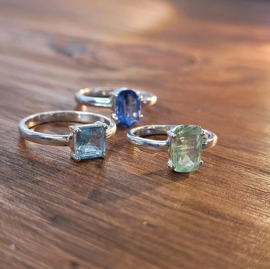 Aqua Kyanite Ring