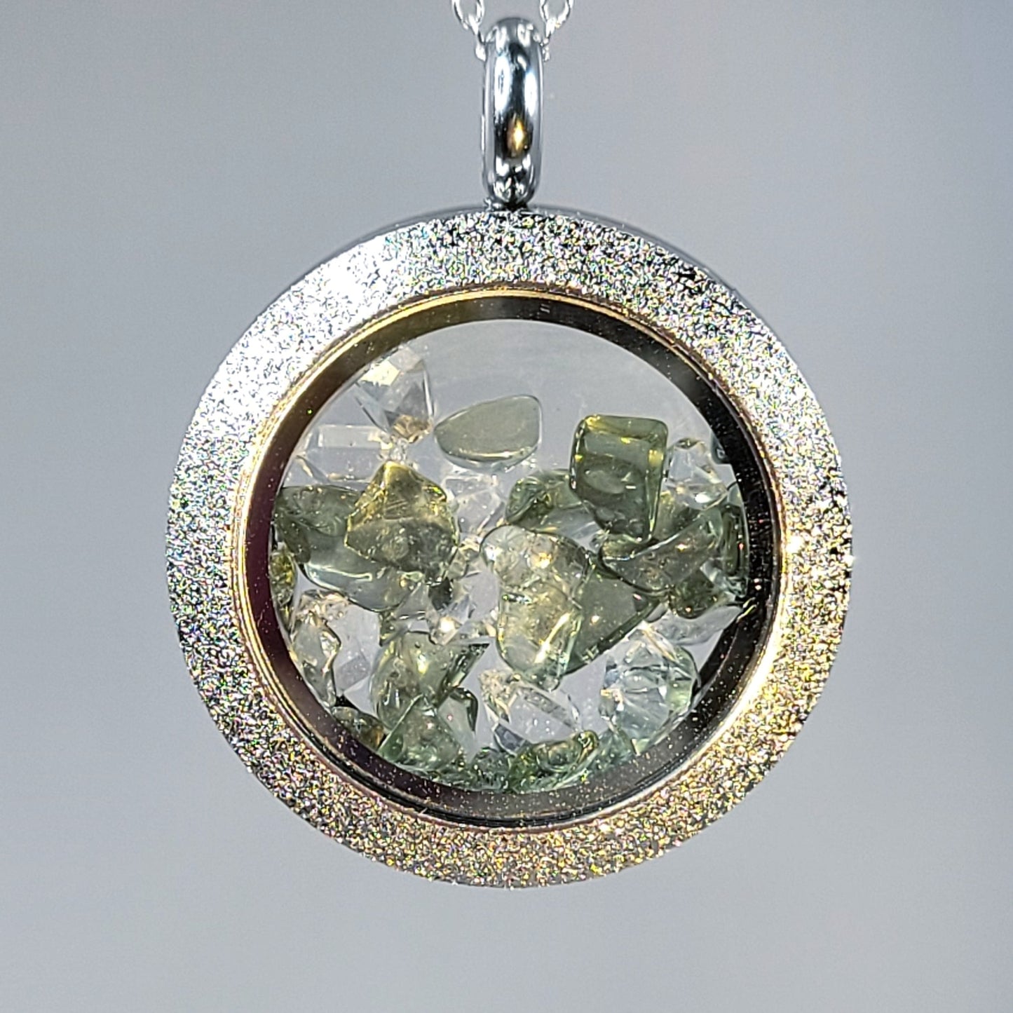 Moldavite and herkimer diamond necklace Clearance