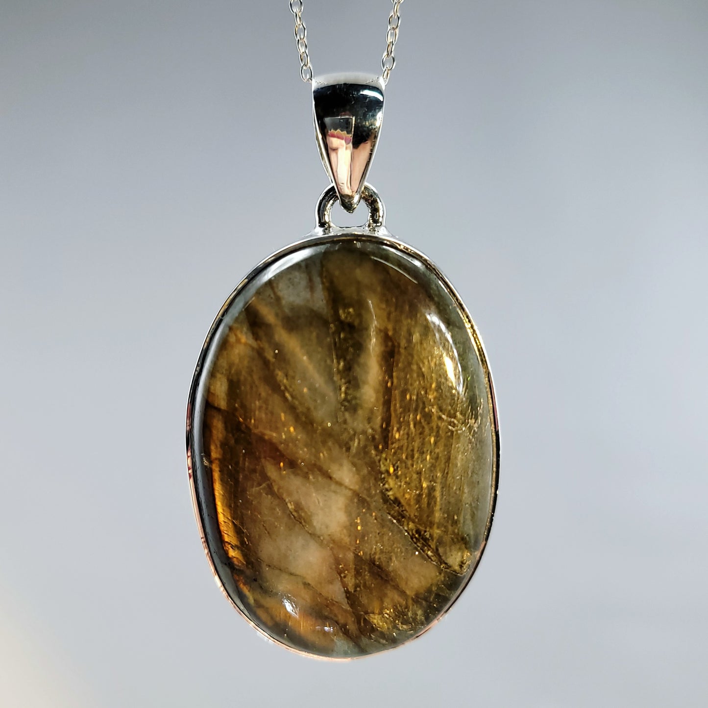 Golden- Peach Flash Labradorite Pendant