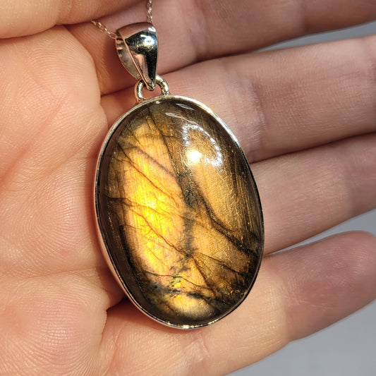 Golden- Peach Flash Labradorite Pendant