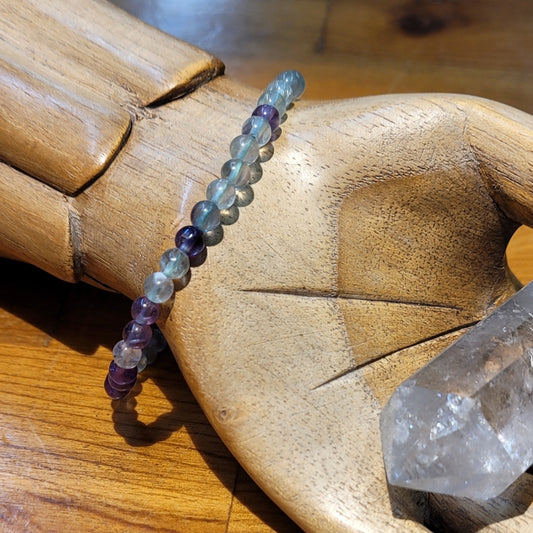 Fluorite 4mm Stretchy Beaded Bracelet