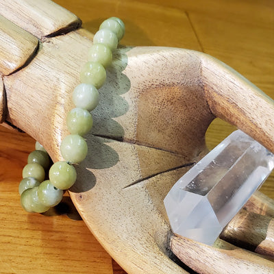 Chinese Jade Stretchy Beaded Bracelet