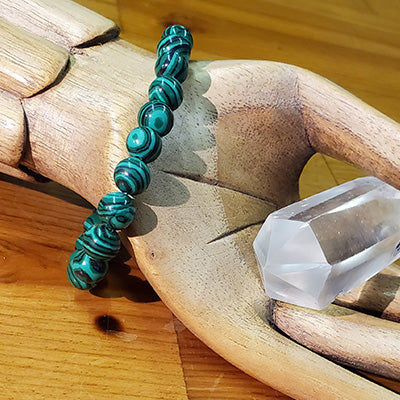 Malachite Stretchy Beaded Bracelet